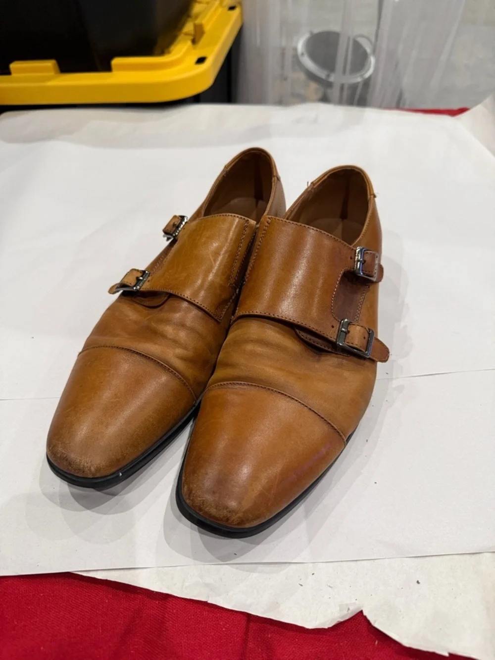 Aldo Tan Double Monk Strap Leather Oxfords